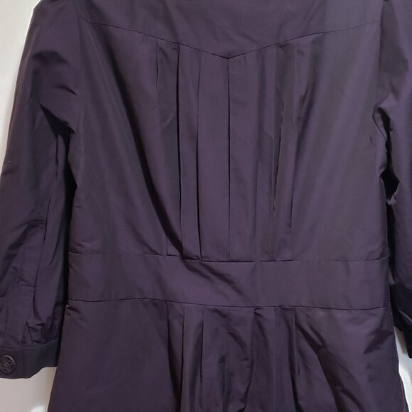Anthropologie purple trench coat with decorative stitching and buttons - Picture 10 of 13